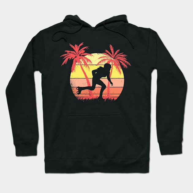 Roller Skater Girl Summer Sunset 80s Palm Hoodie by bridgewalker